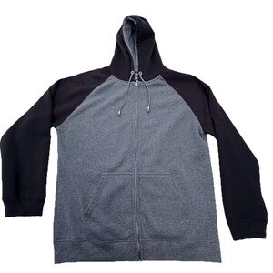 Brooklyn Xpress Full Zip Hoodie Mens Large Gray Black Raglan Hooded Sweatshirt